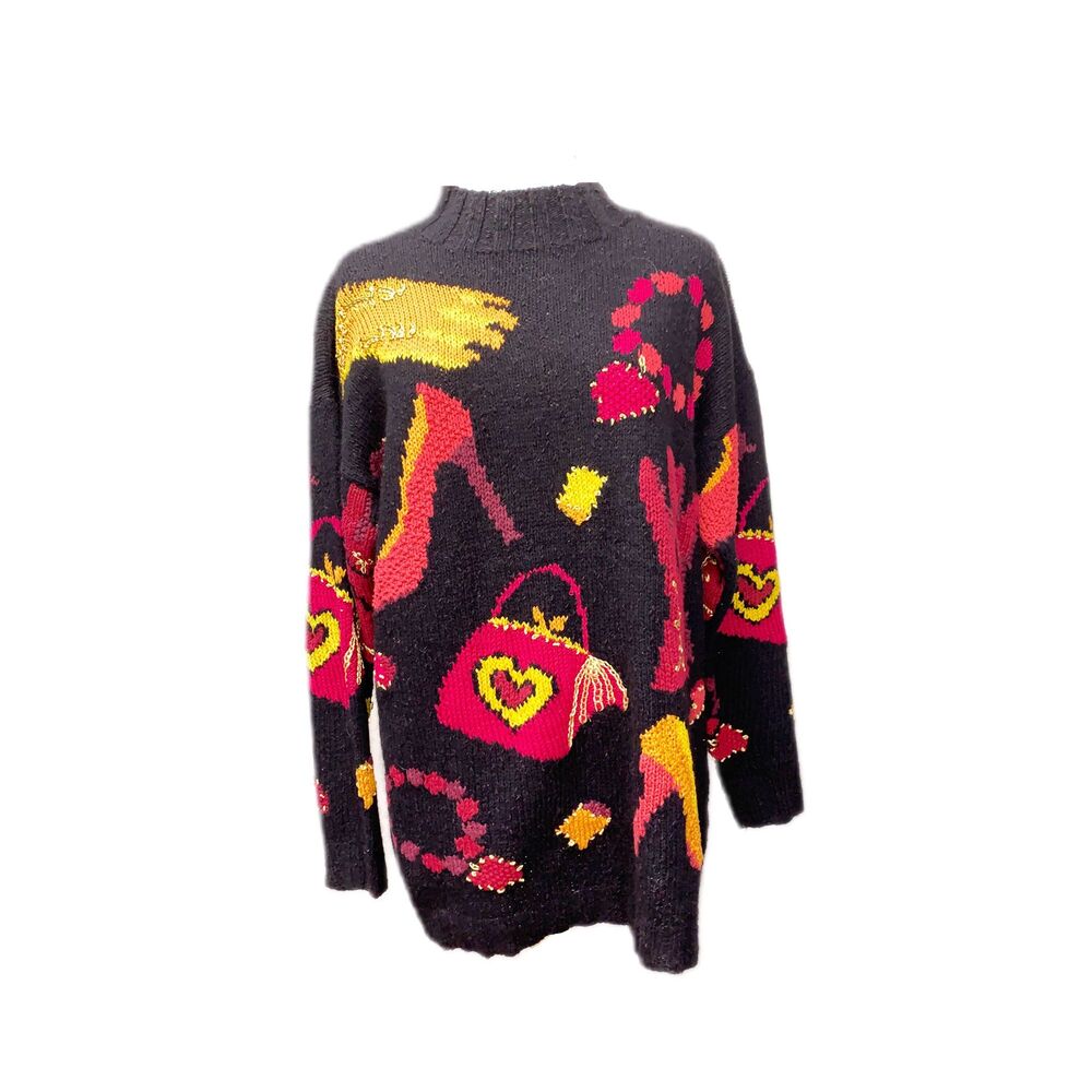 Retro Jaeger Sassy Diva Oversized Accessory Knit Sweater